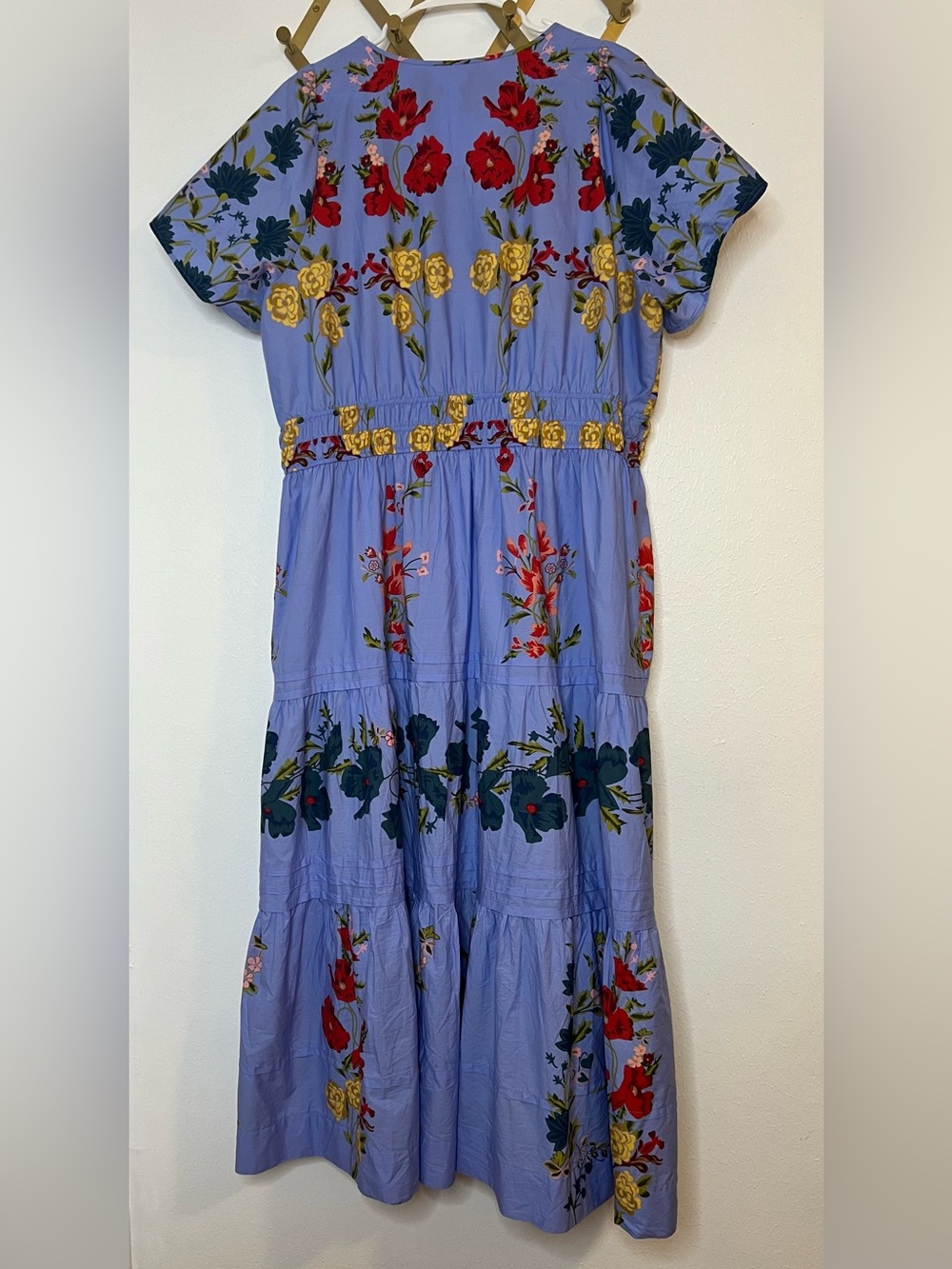 Anthropologie Light Blue Floral Tiered Maxi Dress - Picture 9 of 12